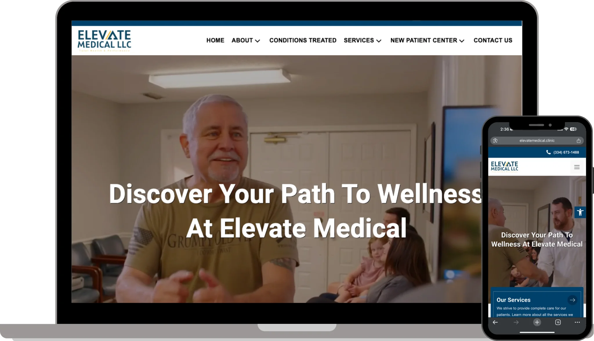 Elevate Medical clinic website design created by Evolved Marketing