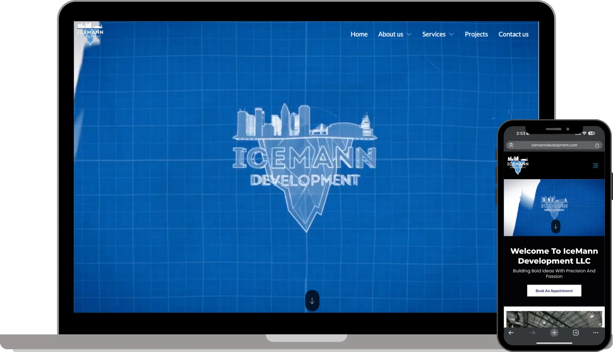 Icemann Development real estate development website design by Evolved Marketing
